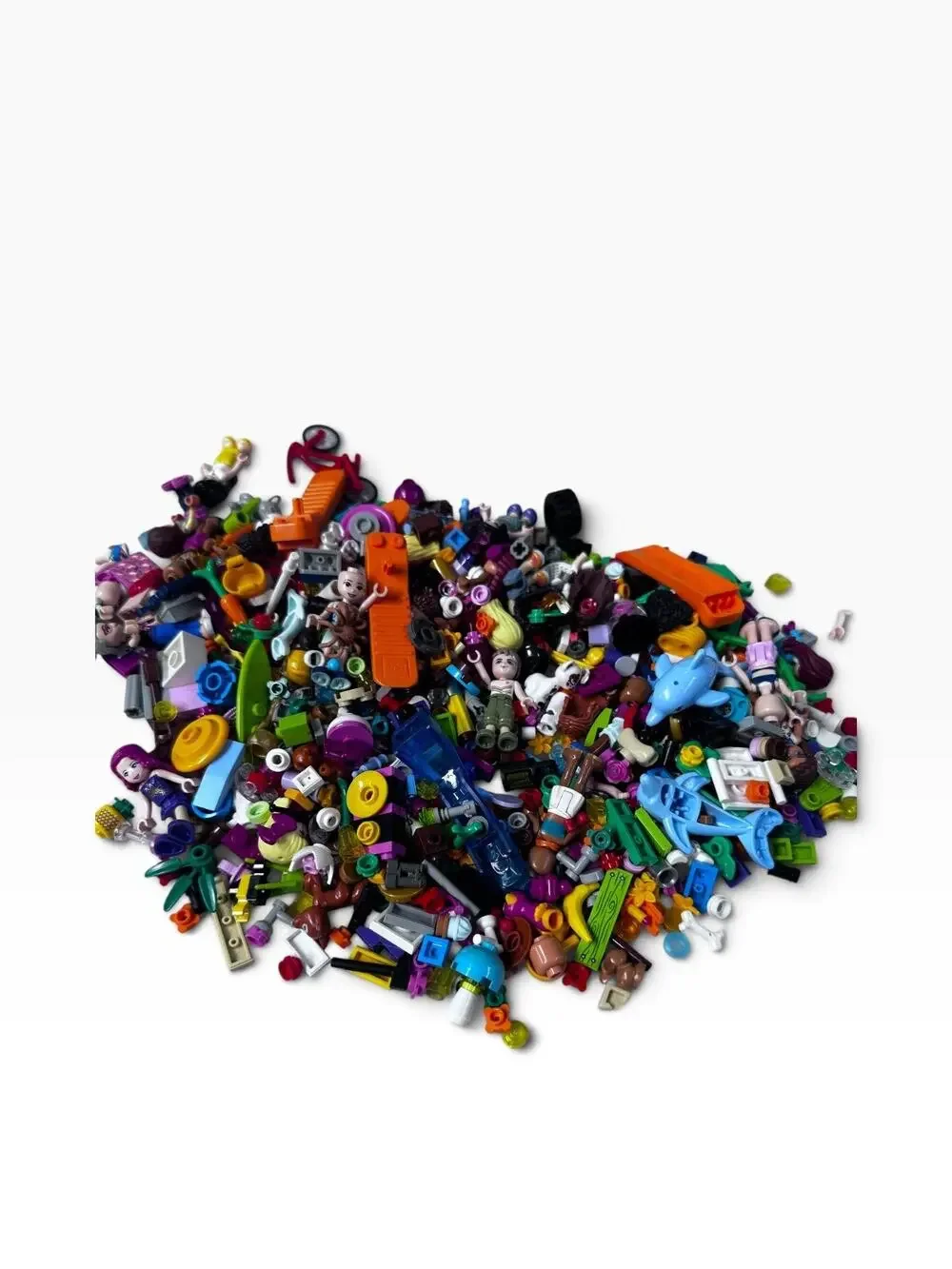 10+ Ounce Lot With Manyh Lego Friends Minifigs Whole and Parts + Many Smalls